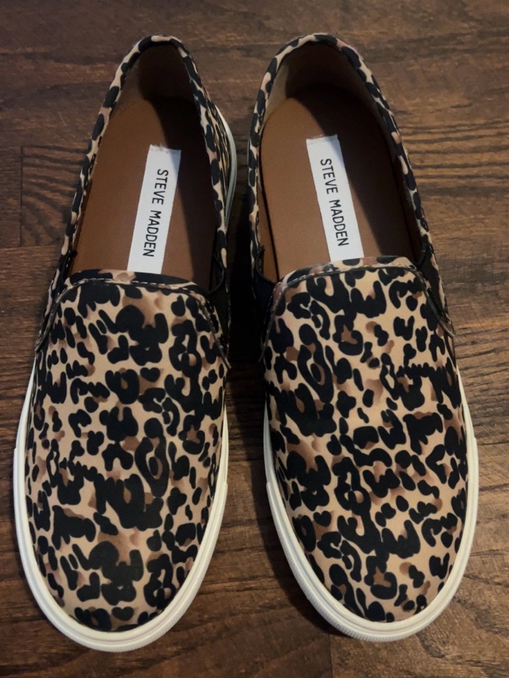 Steve Madden Leopard-Pattern Slip-On Sneakers - Tan & Black